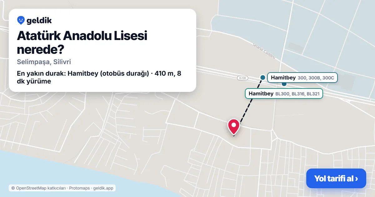 Atatürk Anadolu Lisesi nerede: haritada konumu ve en yakın duraklar, yürüme süreleriyle