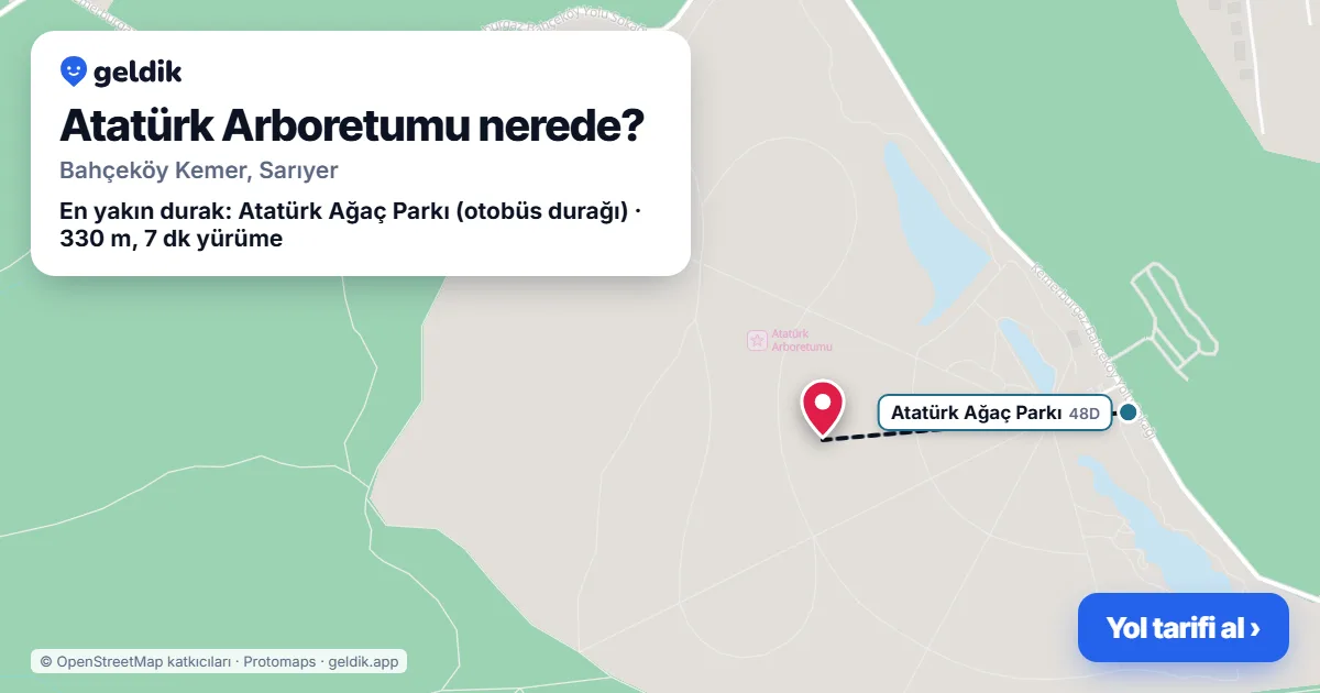 Atatürk Arboretumu nerede: haritada konumu ve en yakın duraklar, yürüme süreleriyle