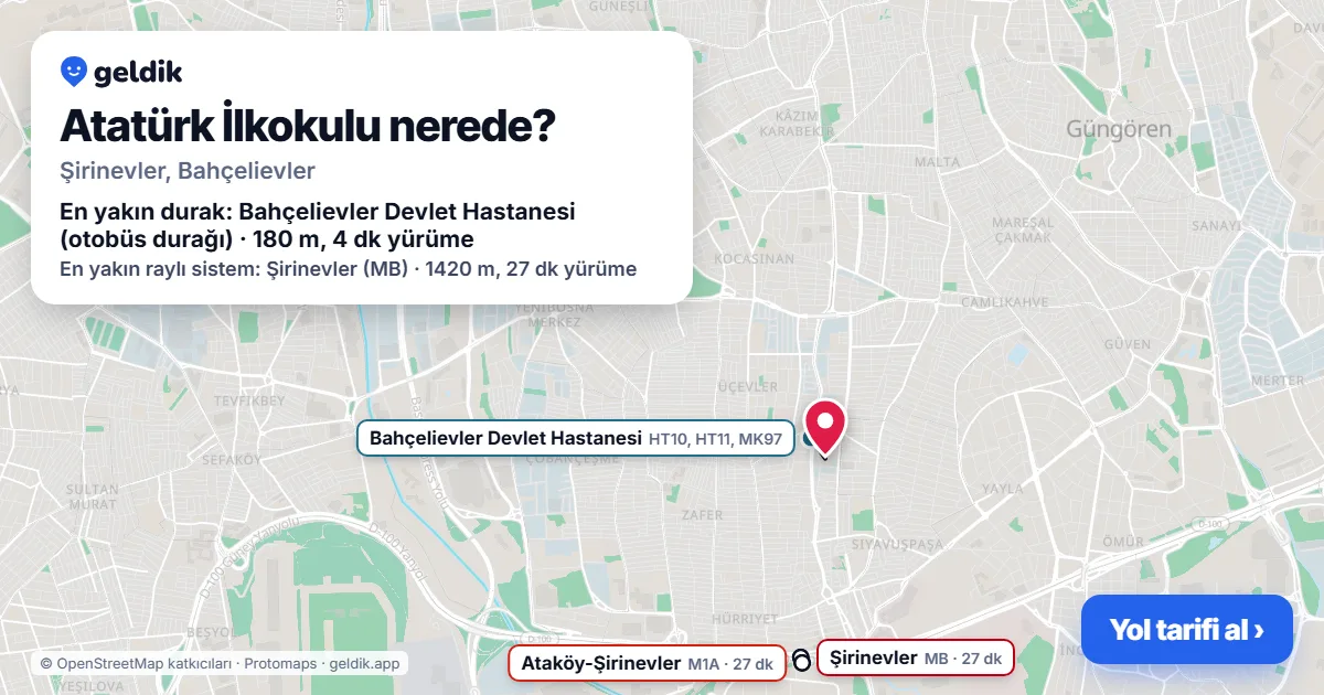 Where is Atatürk İlkokulu: map with its location and the nearest stops, with walking times