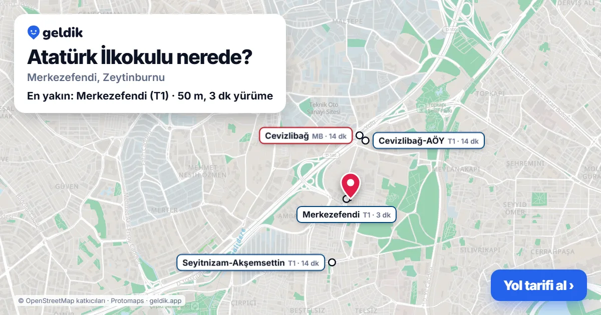 Where is Atatürk İlkokulu: map with its location and the nearest stops, with walking times