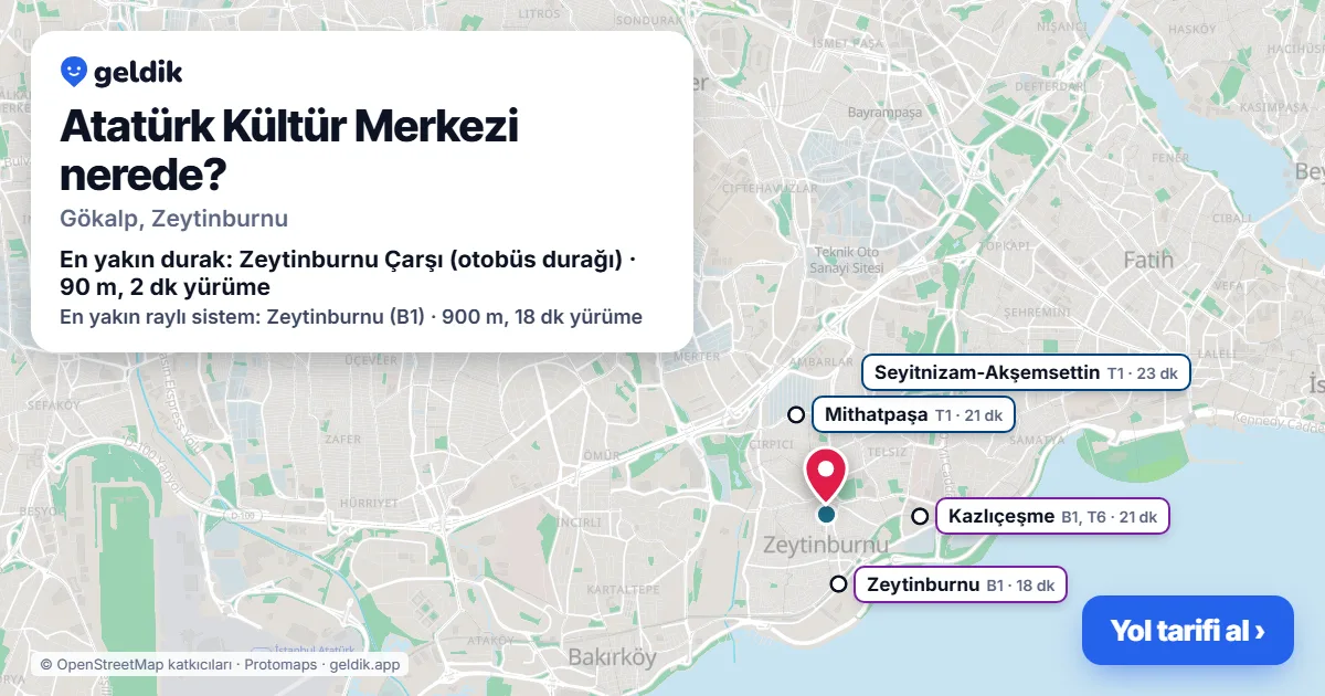 Atatürk Kültür Merkezi nerede: haritada konumu ve en yakın duraklar, yürüme süreleriyle