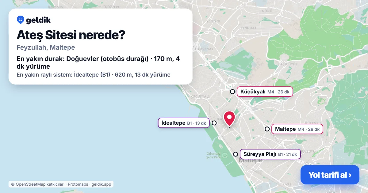 Where is Ateş Sitesi: map with its location and the nearest stops, with walking times