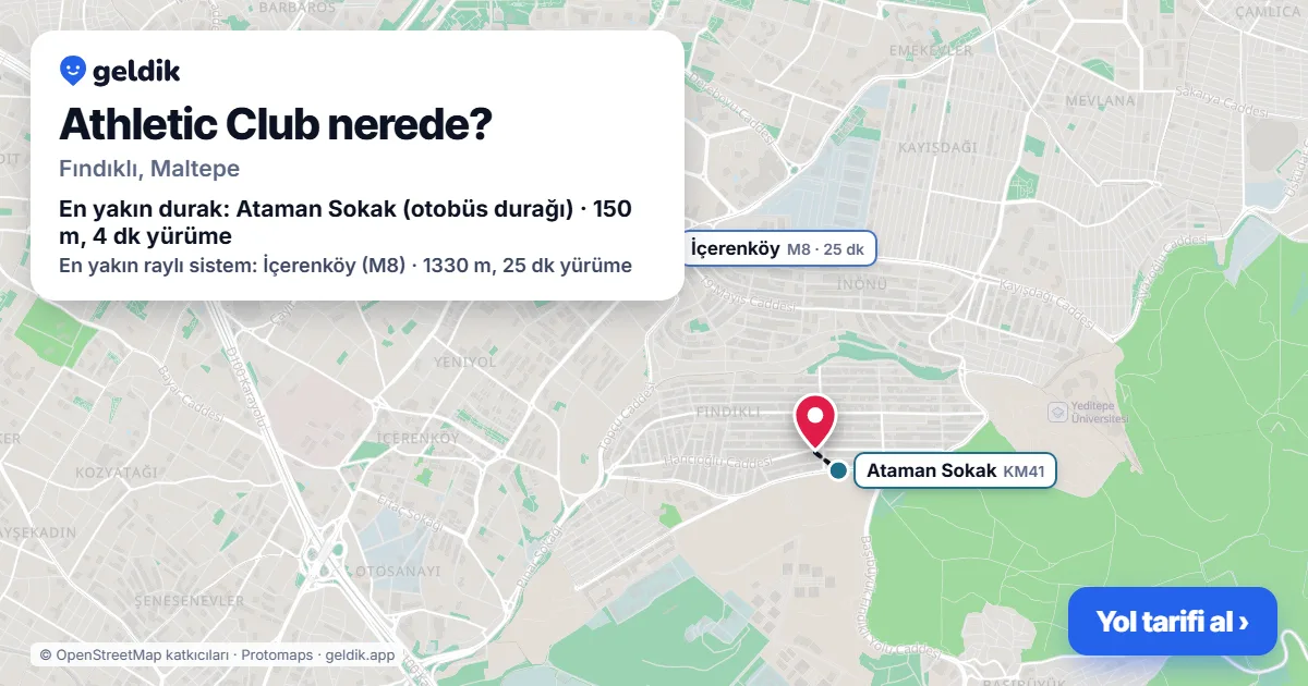 Where is Athletic Club: map with its location and the nearest stops, with walking times