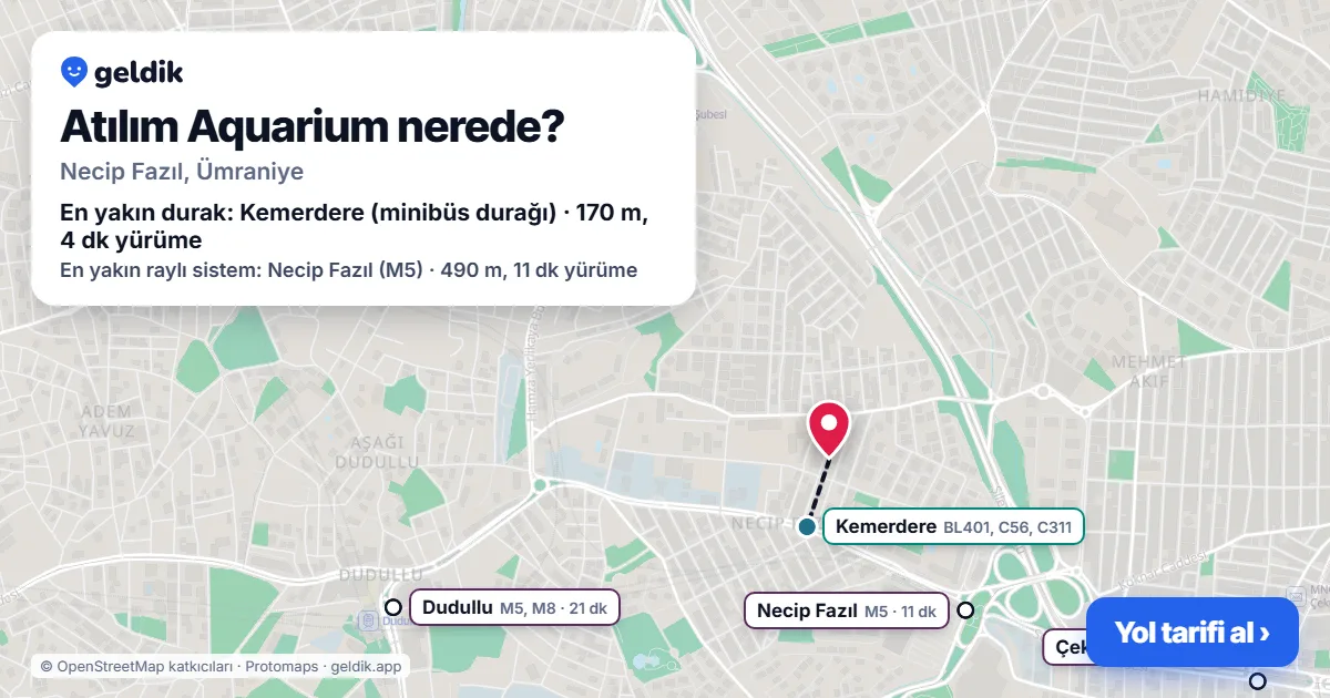 Atılım Aquarium nerede: haritada konumu ve en yakın duraklar, yürüme süreleriyle