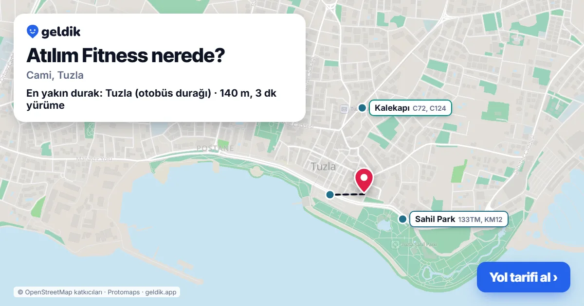 Where is Atılım Fitness: map with its location and the nearest stops, with walking times