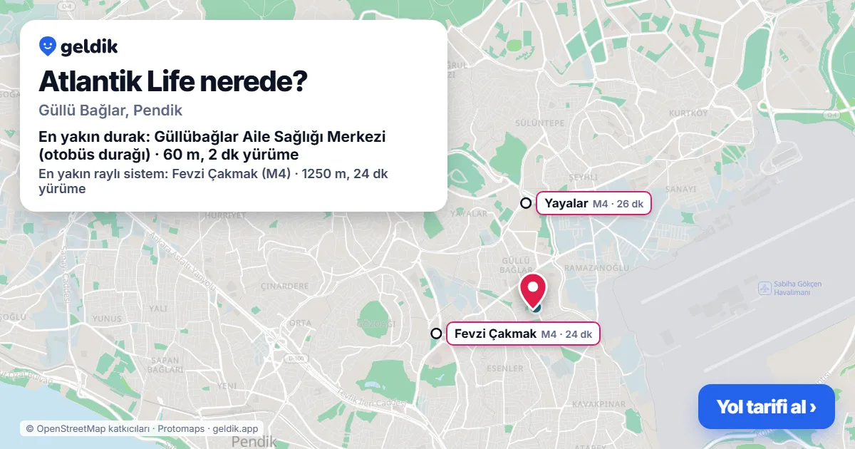 Atlantik Life nerede: haritada konumu ve en yakın duraklar, yürüme süreleriyle