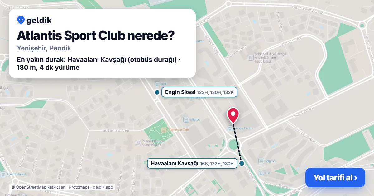 Where is Atlantis Sport Club: map with its location and the nearest stops, with walking times