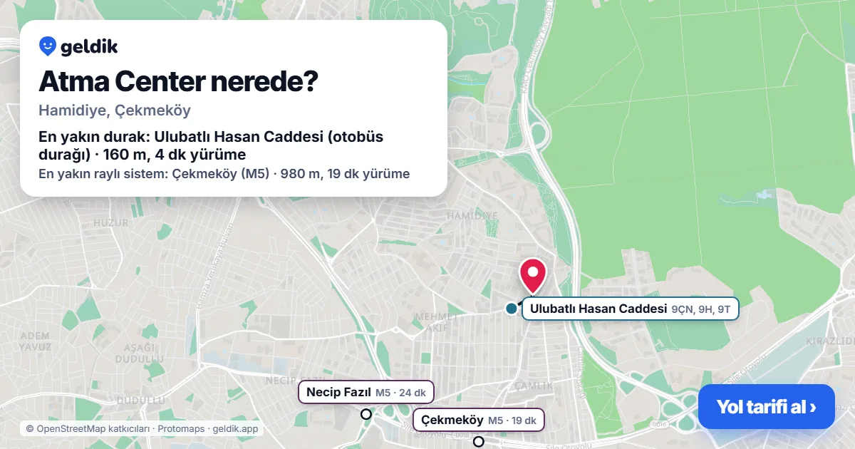 Where is Atma Center: map with its location and the nearest stops, with walking times