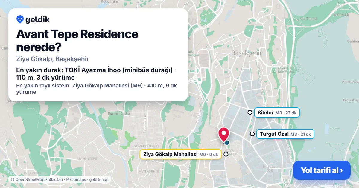 Avant Tepe Residence nerede: haritada konumu ve en yakın duraklar, yürüme süreleriyle
