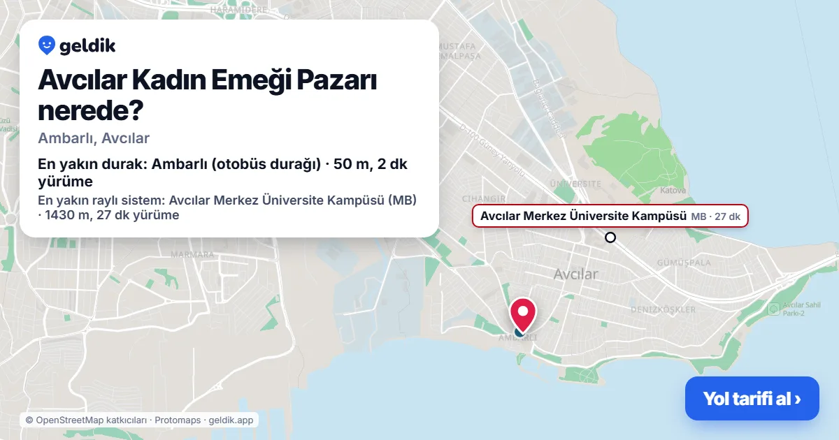 Avcılar Kadın Emeği Pazarı nerede: haritada konumu ve en yakın duraklar, yürüme süreleriyle