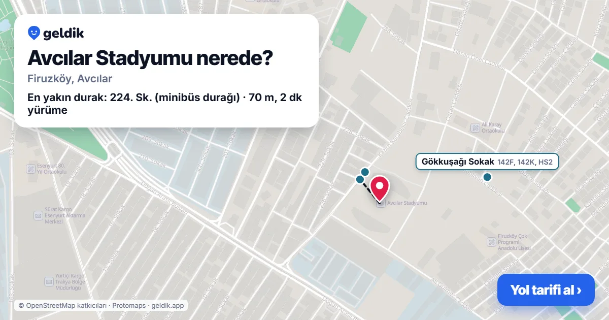 Avcılar Stadyumu nerede: haritada konumu ve en yakın duraklar, yürüme süreleriyle
