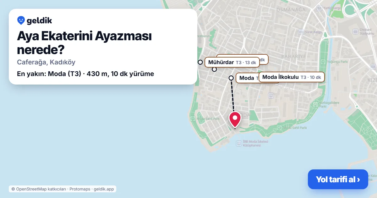 Where is Aya Ekaterini Ayazması: map with its location and the nearest stops, with walking times