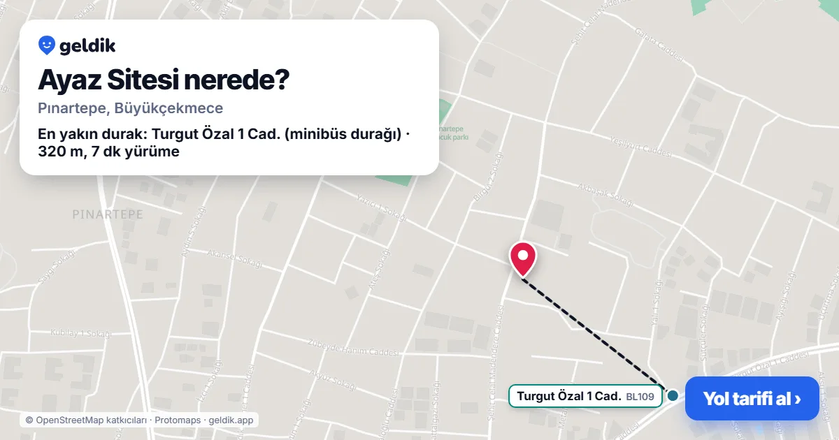 Where is Ayaz Sitesi: map with its location and the nearest stops, with walking times