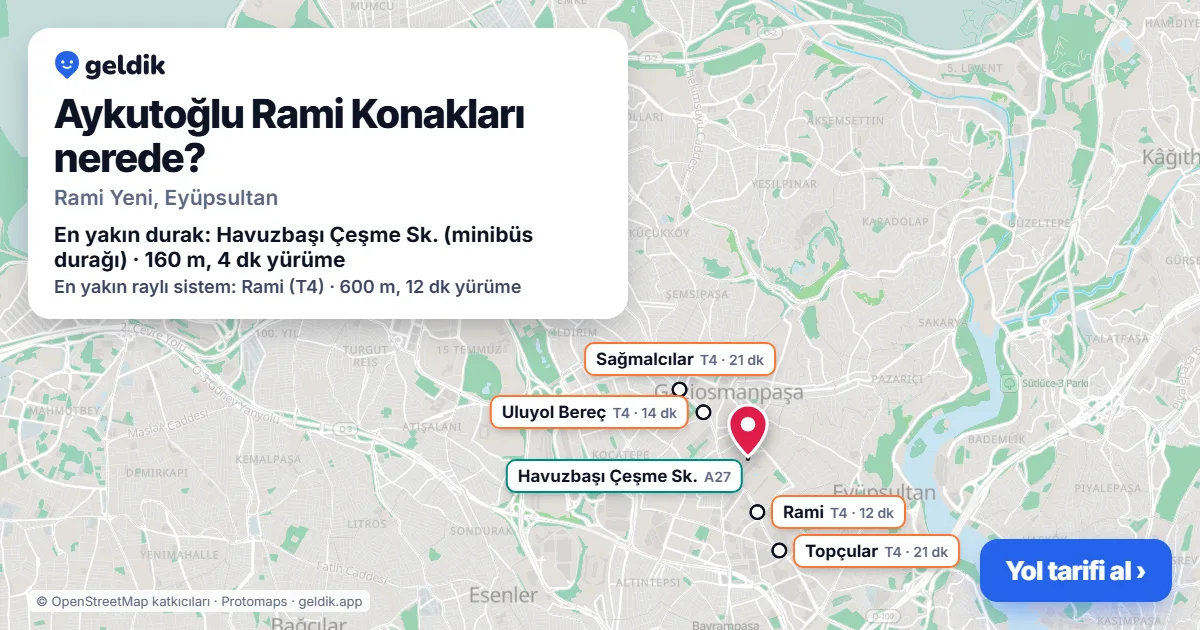Where is Aykutoğlu Rami Konakları: map with its location and the nearest stops, with walking times