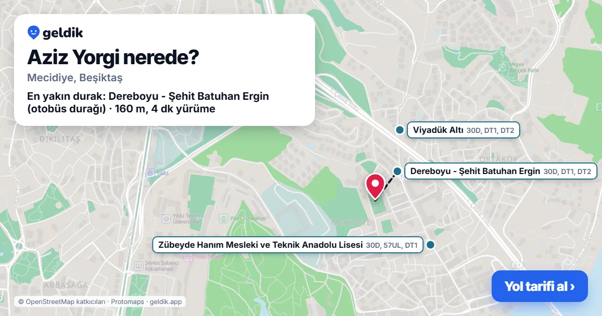Where is Aziz Yorgi: map with its location and the nearest stops, with walking times