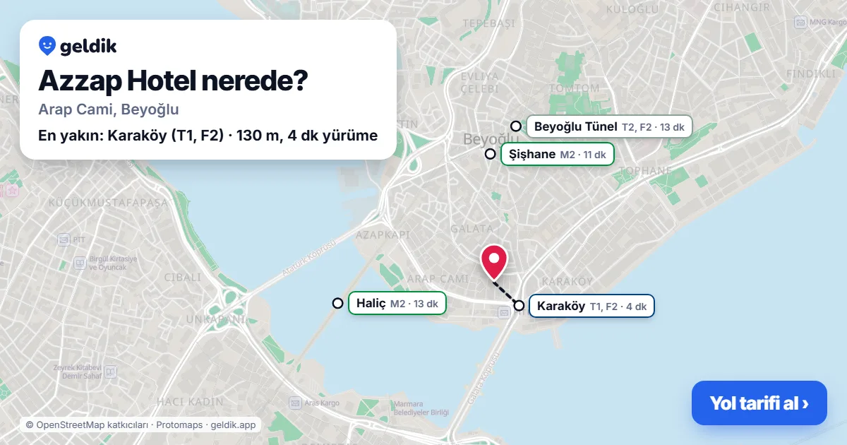 Where is Azzap Hotel: map with its location and the nearest stops, with walking times
