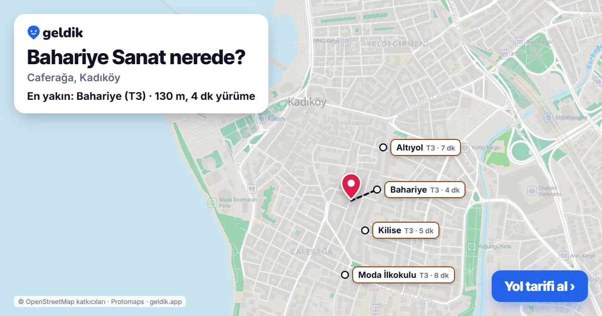 Where is Bahariye Sanat: map with its location and the nearest stops, with walking times