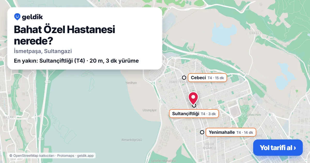 Bahat Özel Hastanesi nerede: haritada konumu ve en yakın duraklar, yürüme süreleriyle