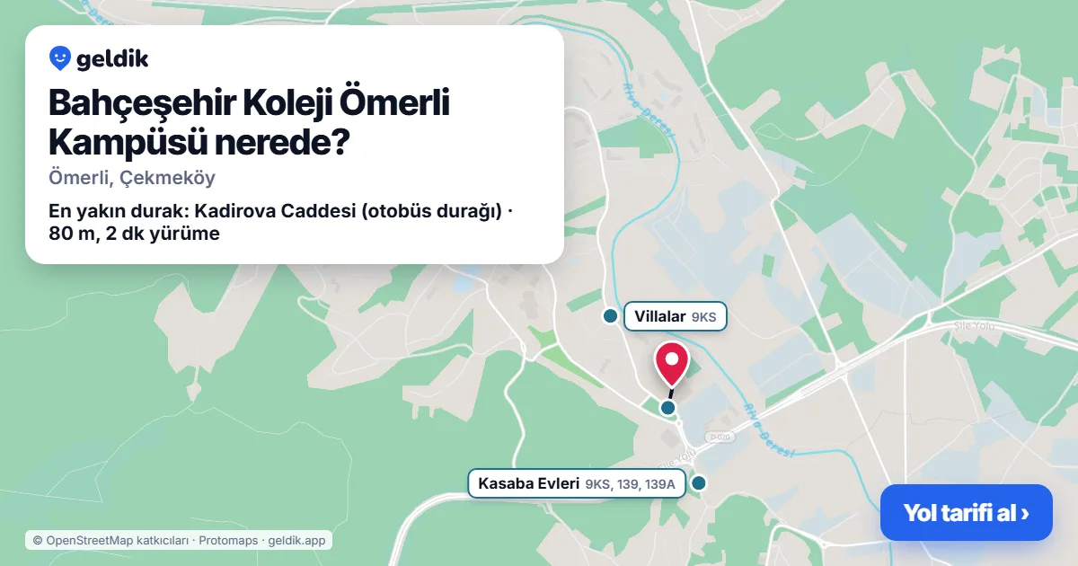 Where is Bahçeşehir Koleji Ömerli Kampüsü: map with its location and the nearest stops, with walking times