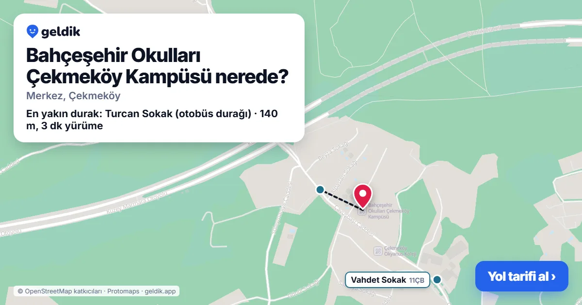 Bahçeşehir Okulları Çekmeköy Kampüsü nerede: haritada konumu ve en yakın duraklar, yürüme süreleriyle