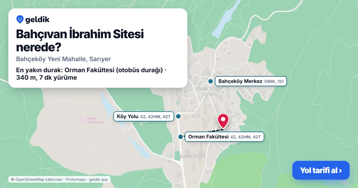 Bahçıvan İbrahim Sitesi nerede: haritada konumu ve en yakın duraklar, yürüme süreleriyle