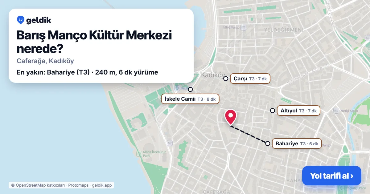 Barış Manço Kültür Merkezi nerede: haritada konumu ve en yakın duraklar, yürüme süreleriyle