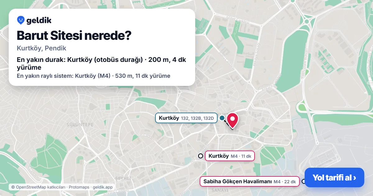 Where is Barut Sitesi: map with its location and the nearest stops, with walking times