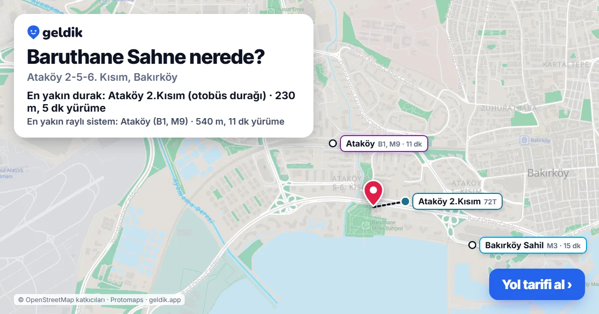 Where is Baruthane Sahne: map with its location and the nearest stops, with walking times