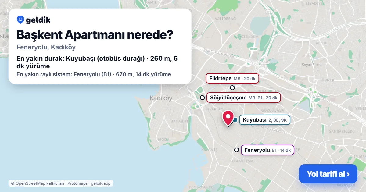 Where is Başkent Apartmanı: map with its location and the nearest stops, with walking times