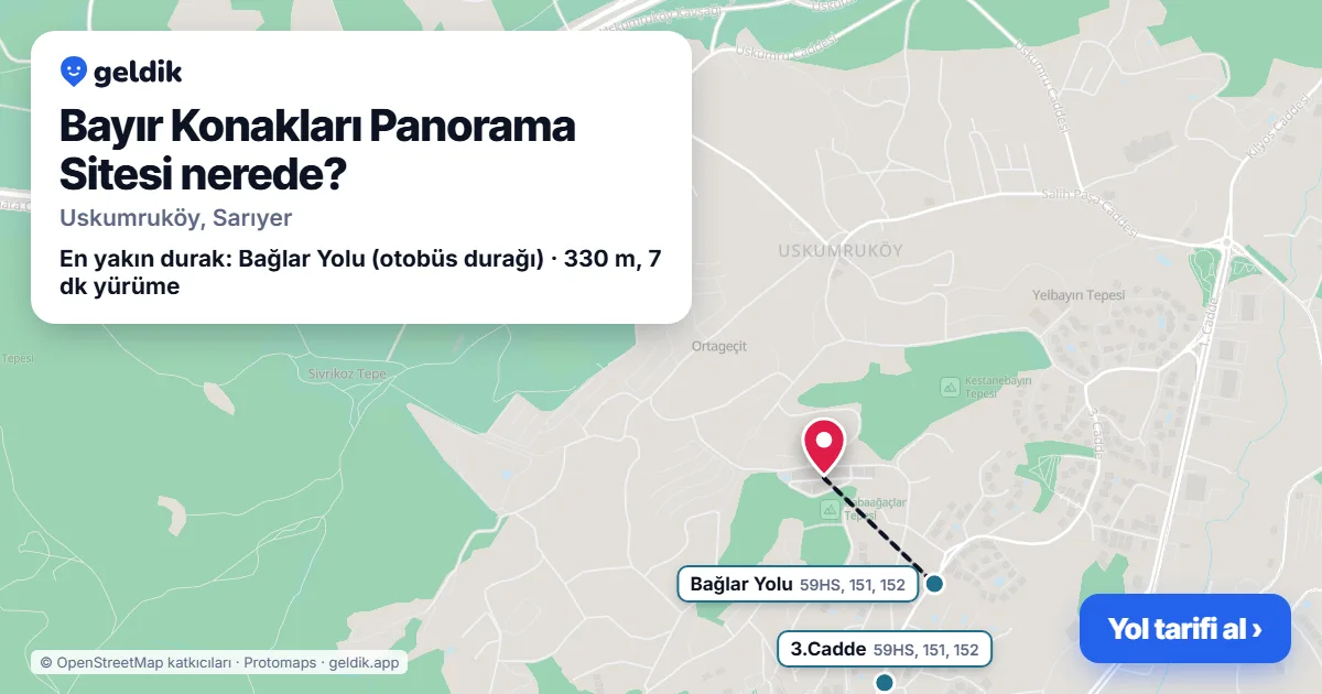 Bayır Konakları Panorama Sitesi nerede: haritada konumu ve en yakın duraklar, yürüme süreleriyle