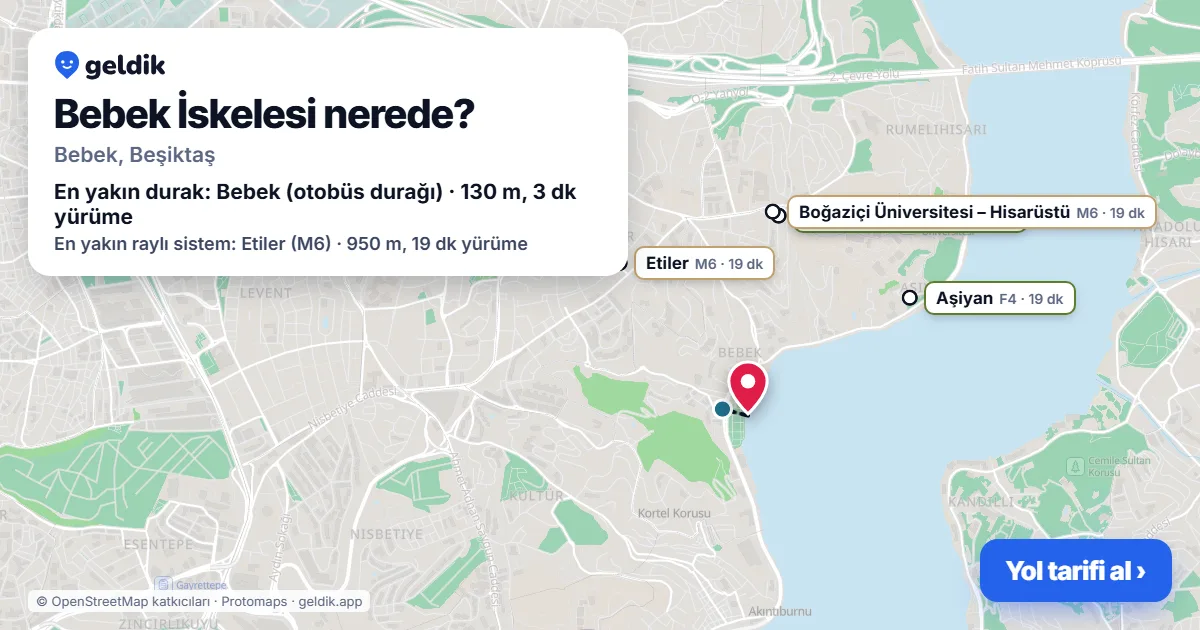 Where is Bebek Pier: map with its location and the nearest stops, with walking times
