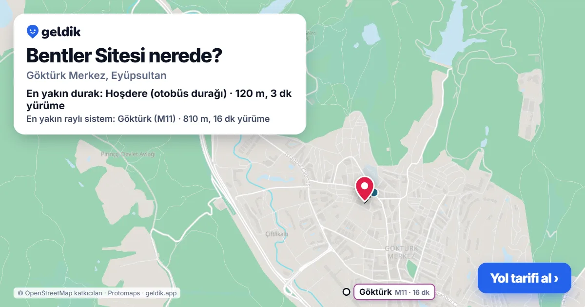Where is Bentler Sitesi: map with its location and the nearest stops, with walking times