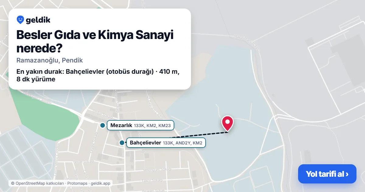 Besler Gıda ve Kimya Sanayi nerede: haritada konumu ve en yakın duraklar, yürüme süreleriyle