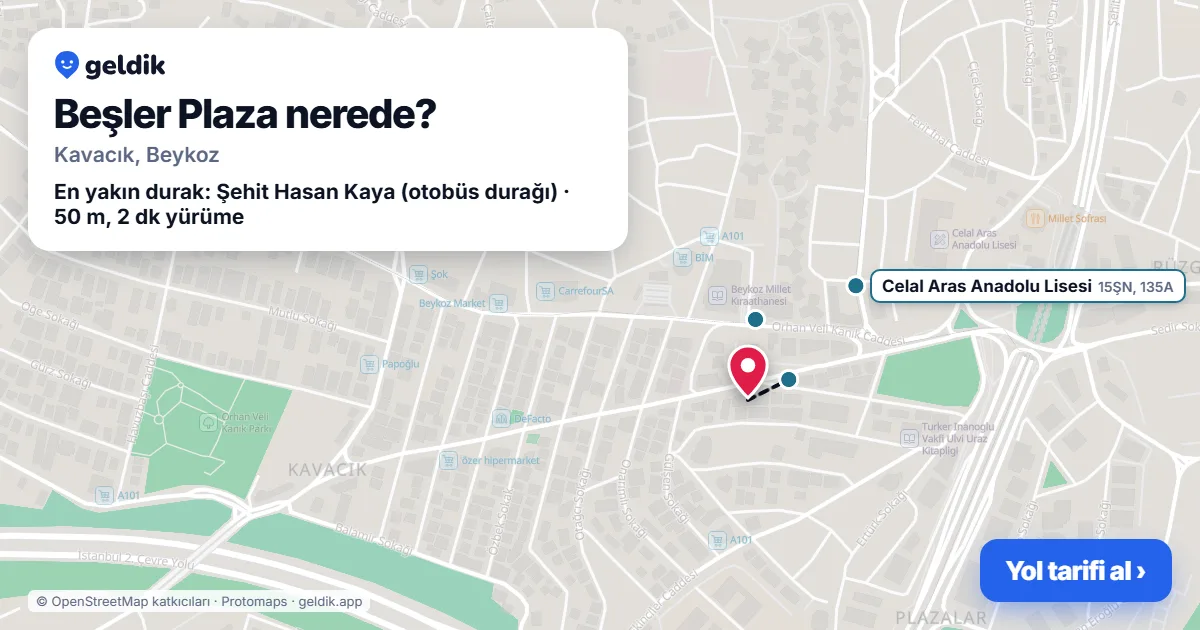 Beşler Plaza nerede: haritada konumu ve en yakın duraklar, yürüme süreleriyle