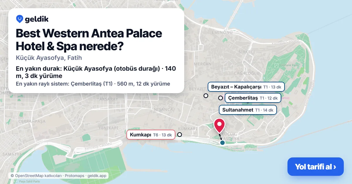 Where is Best Western Antea Palace Hotel & Spa: map with its location and the nearest stops, with walking times