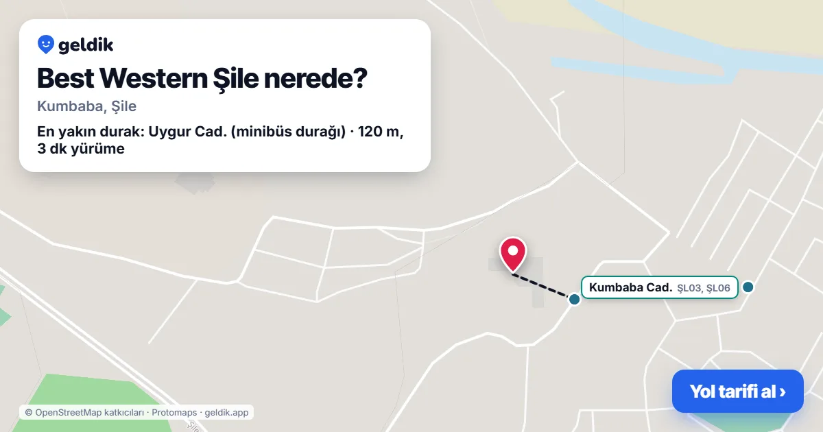 Best Western Şile nerede: haritada konumu ve en yakın duraklar, yürüme süreleriyle