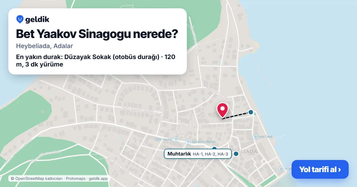 Where is Bet Yaakov Sinagogu: map with its location and the nearest stops, with walking times