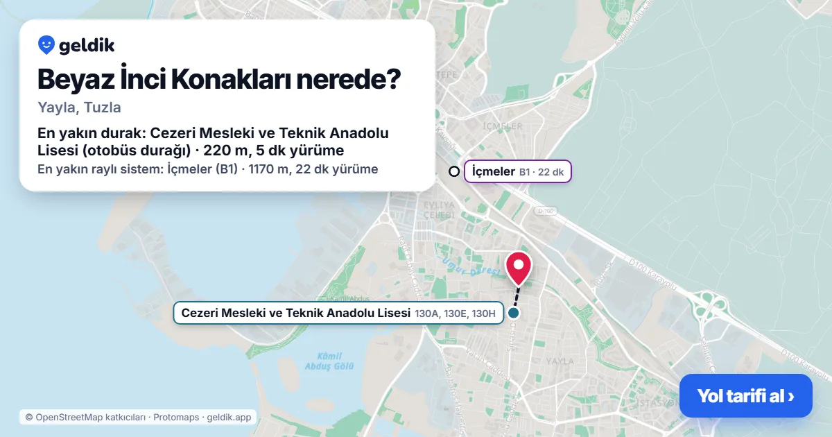 Where is Beyaz İnci Konakları: map with its location and the nearest stops, with walking times