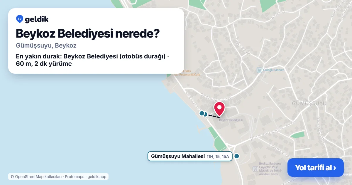 Beykoz Belediyesi nerede: haritada konumu ve en yakın duraklar, yürüme süreleriyle