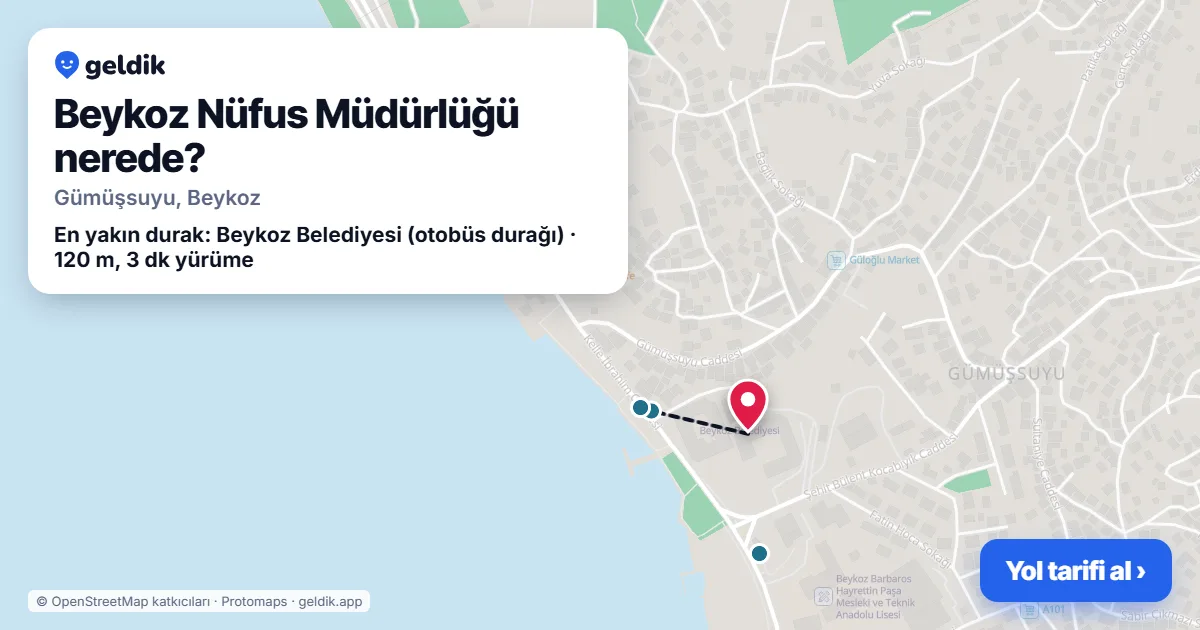 Beykoz Nüfus Müdürlüğü nerede: haritada konumu ve en yakın duraklar, yürüme süreleriyle