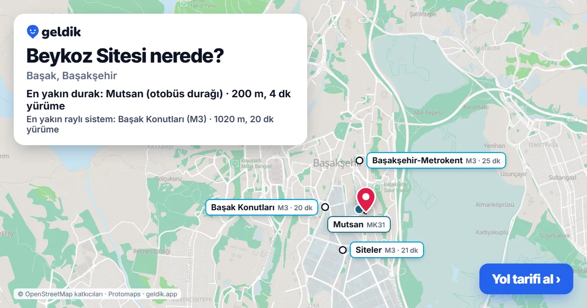 Where is Beykoz Sitesi: map with its location and the nearest stops, with walking times