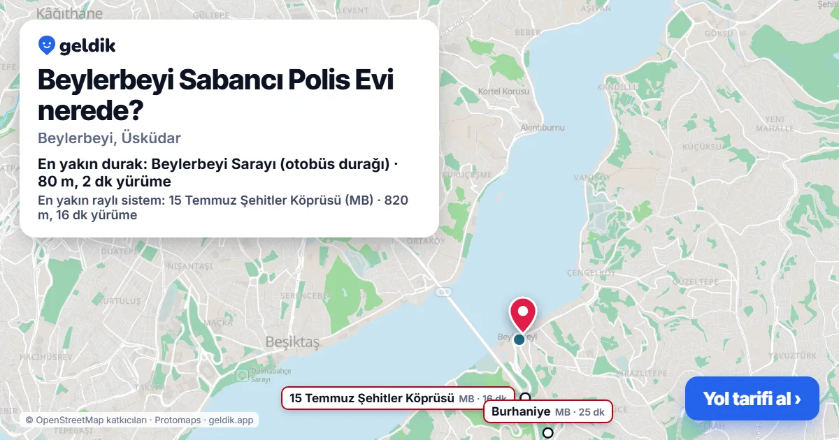 Beylerbeyi Sabancı Polis Evi nerede: haritada konumu ve en yakın duraklar, yürüme süreleriyle