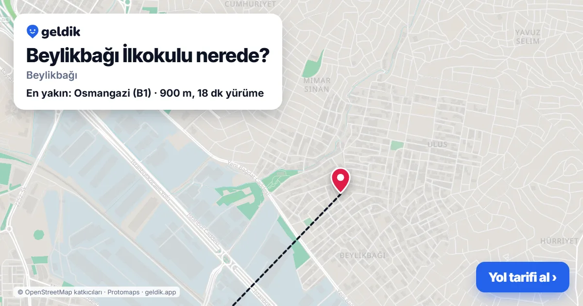 Where is Beylikbağı İlkokulu: map with its location and the nearest stops, with walking times