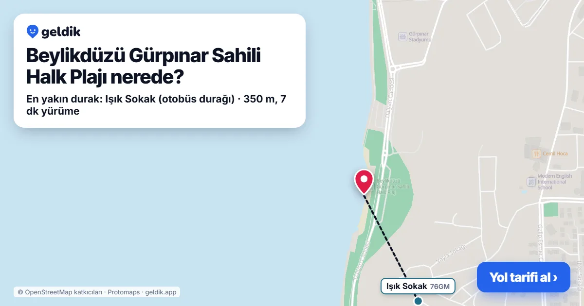 Beylikdüzü Gürpınar Sahili Halk Plajı nerede: haritada konumu ve en yakın duraklar, yürüme süreleriyle