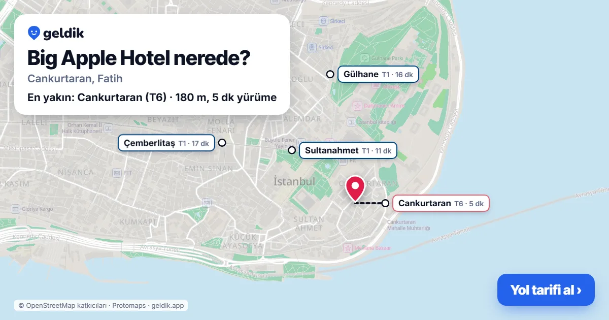 Where is Big Apple Hotel: map with its location and the nearest stops, with walking times