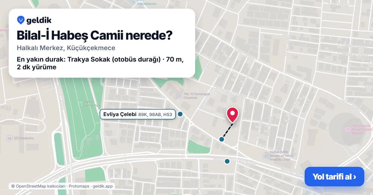 Bilal-İ Habeş Camii nerede: haritada konumu ve en yakın duraklar, yürüme süreleriyle