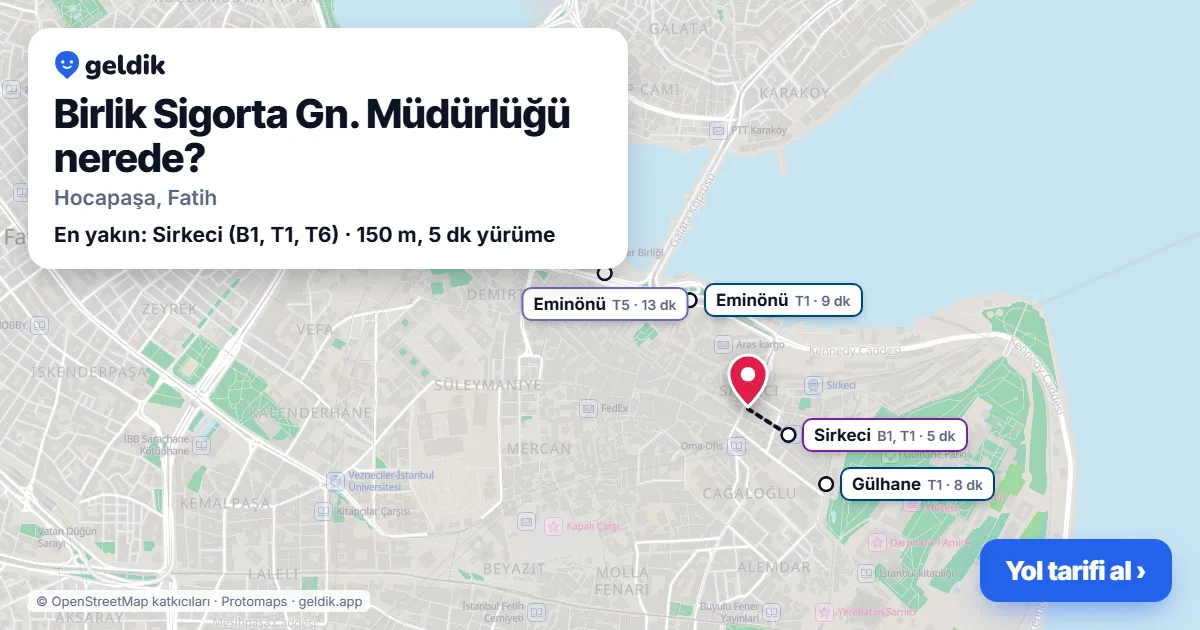 Where is Birlik Sigorta Gn. Müdürlüğü: map with its location and the nearest stops, with walking times