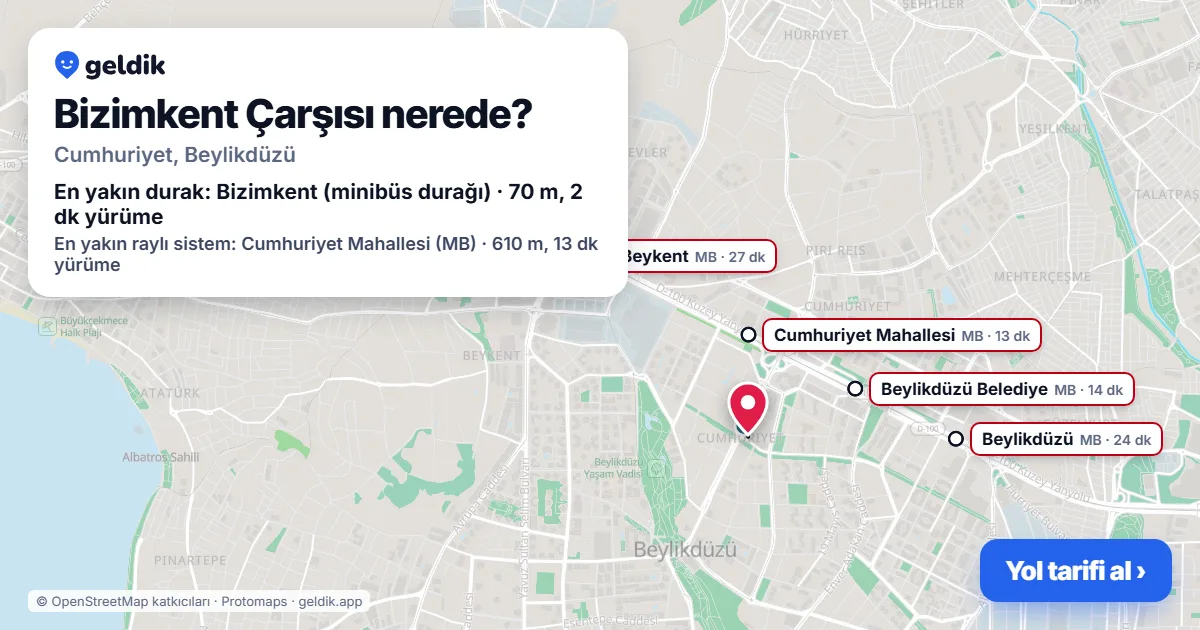 Bizimkent Çarşısı nerede: haritada konumu ve en yakın duraklar, yürüme süreleriyle