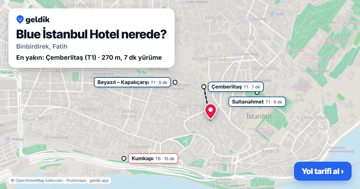 Blue İstanbul Hotel nerede: haritada konumu ve en yakın duraklar, yürüme süreleriyle