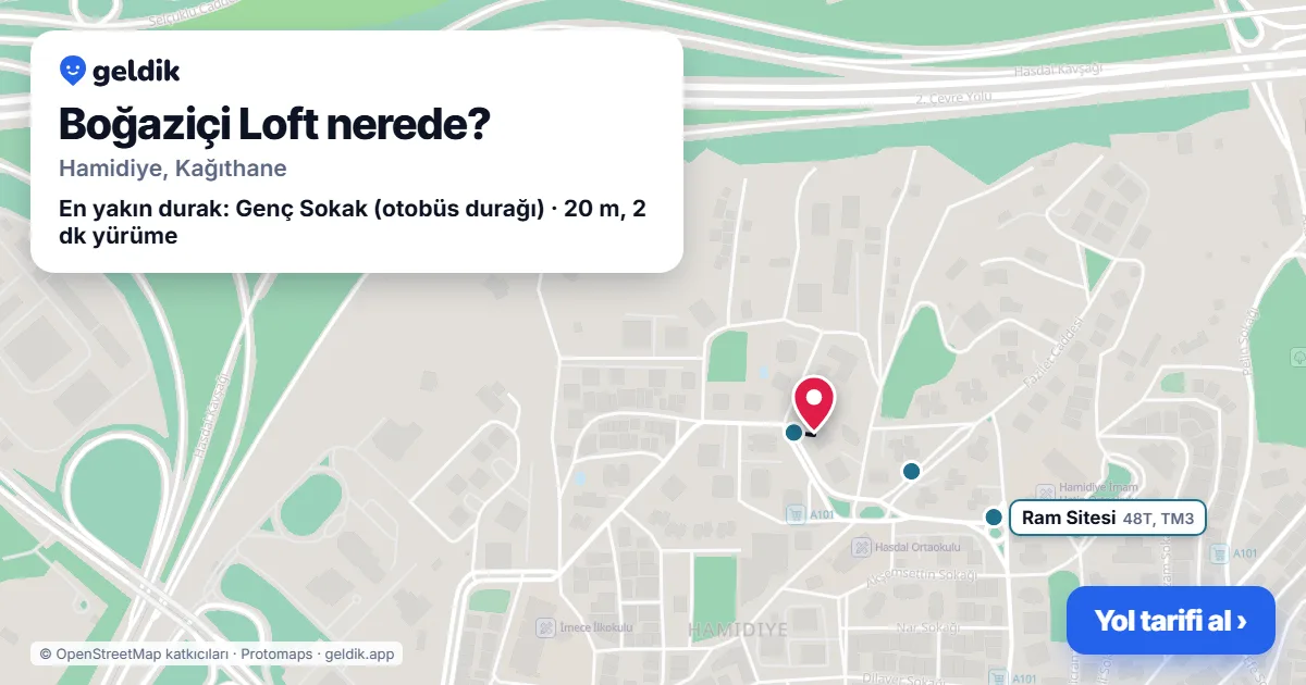 Boğaziçi Loft nerede: haritada konumu ve en yakın duraklar, yürüme süreleriyle